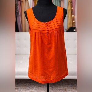 LOFT Orange Sleeveless Pintuck Blouse Tank Top Women’s Medium